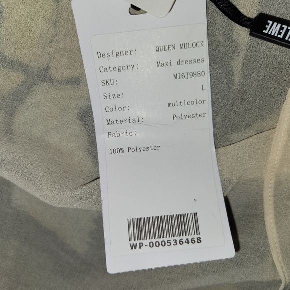 NWT Queen Mulock *RARE* Flowy Abstract Art Maxi Dress SZ LG - Picture 9 of 10